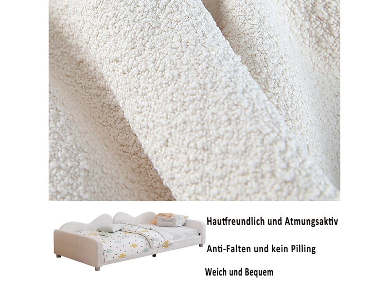  Lit simple 90 x 200 cm avec éclairage led lit enfant 2 tiroirs - rembourrage en lin doux - sommier à lattes,rose  - Conforama D