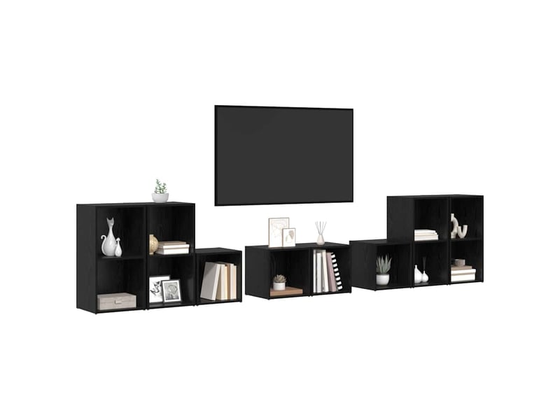 Ensemble de meubles tv 8 pc chêne noir bois d'ingénierie  - Conforama C