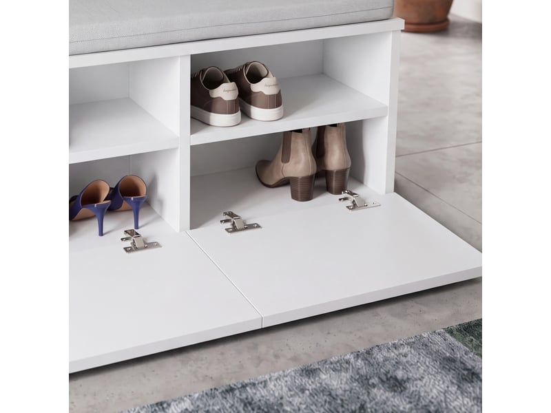  Banc à chaussures brande 42 x 80 x 35 cm blanc gris clair [en.casa]  - Conforama E