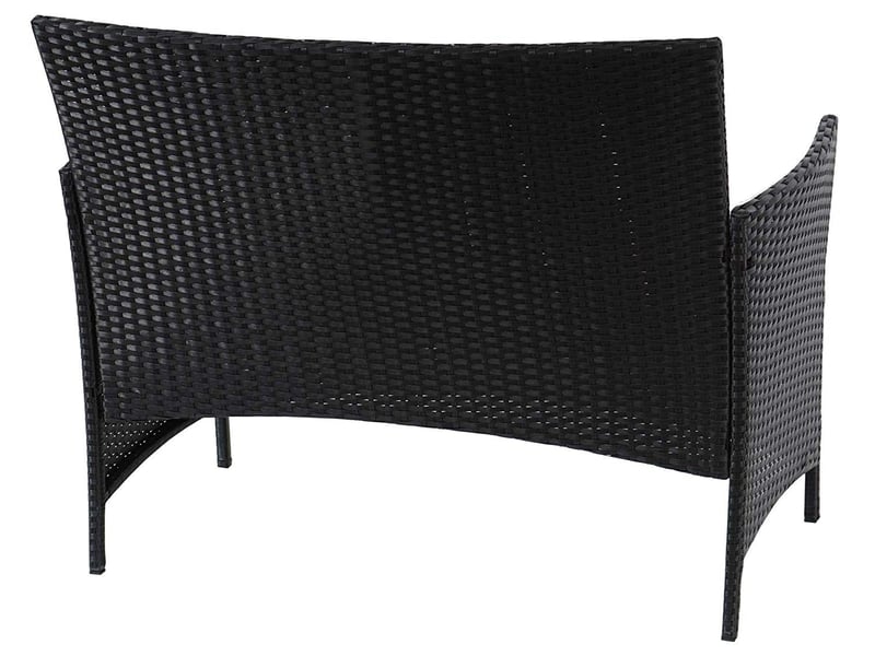  Banc de jardin banquette en polyrotin anthracite chiné avec coussin gris mdj04133  - Conforama B