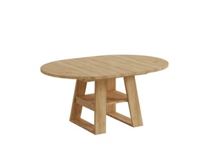 Table extensible ronde en mdf bois clair, 4 à 6 places, 110150 × 110 cm, rangement intégré, style scandinave