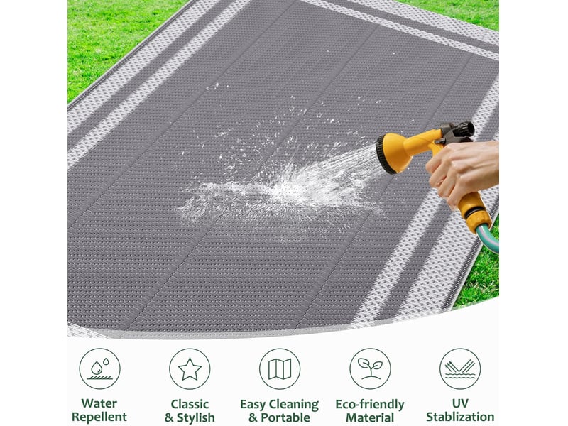  Tapis d'extérieur grand format, tapis réversible en plastique imperméable, adapté aux camping-cars, balcons, jardins, plages et campings,122x183cm  - Conforama C