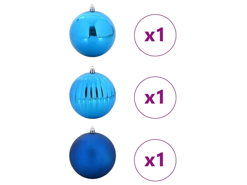  Ensemble de boules de noël xxl 3 pcs bleu ø 25 cm plastique  - Conforama C