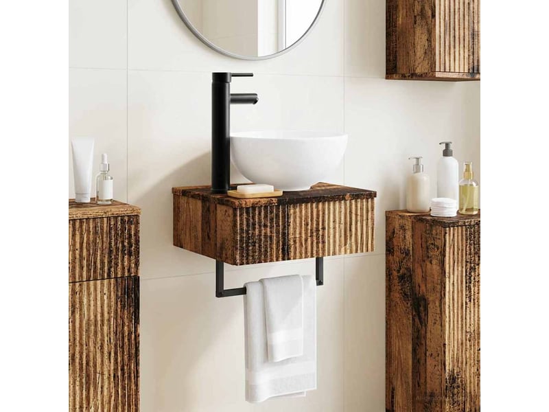  Basin de lavage mural, lavabo bois ancien 40x35x39 cm  - Conforama B