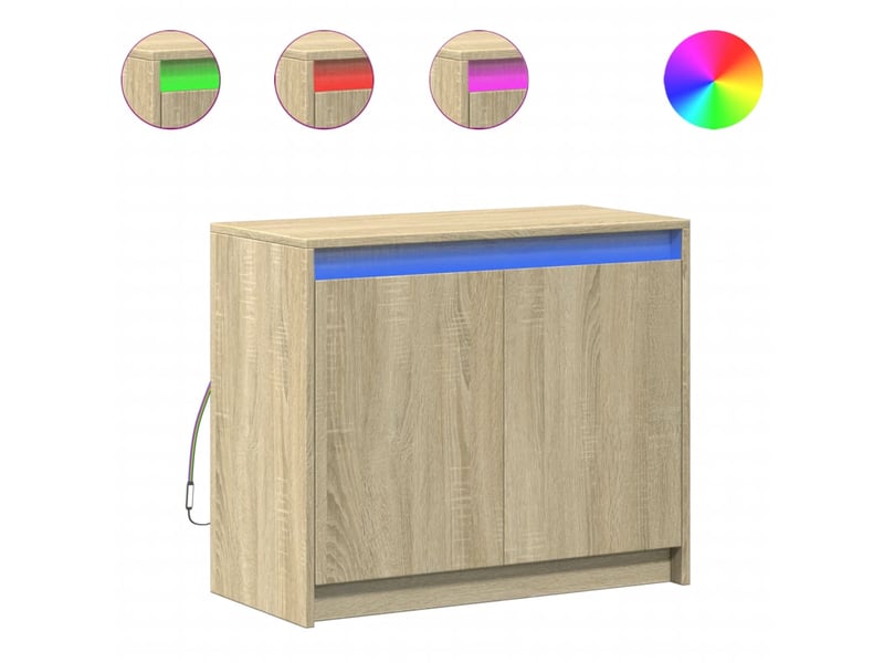  Buffet - bahut - meuble de rangement avec led chêne sonoma 72x34x61 cm bois d'ingénierie  - Conforama A