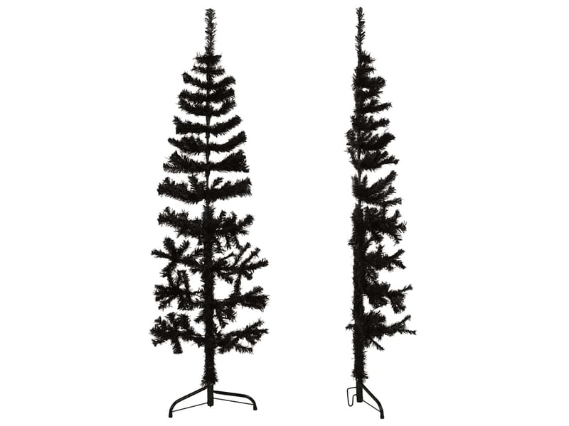  Demi sapin de noël, arbre de noël artificiel mince avec support noir 120 cm  - Conforama C