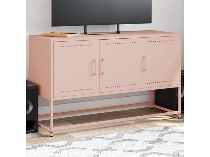  Meuble tv - banc tv - meuble de rangement rose 100,5x39x60,5 cm acier  - Conforama B