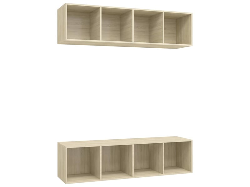  Lot de 2 meuble tv mural, meuble tv suspendu chêne sonoma bois d'ingénierie shl95892  - Conforama A