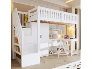 Lit mezzanine 90x200 cm <strong>MODENUIT </strong>  <strong></strong> coloris blanc