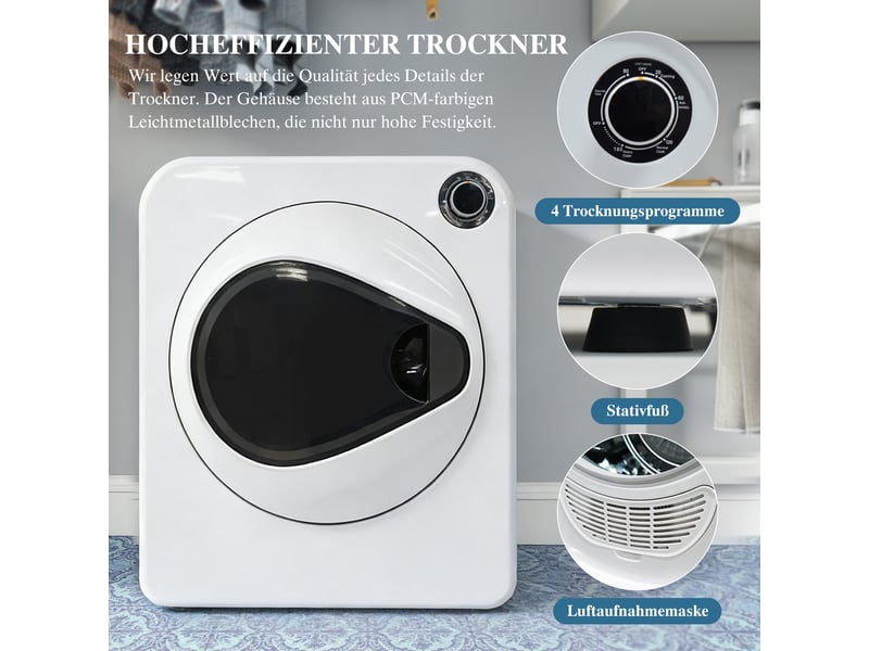  Sèche-linge compact - chauffage en céramique ptc - tambour en acier inoxydable - 4 programmes de séchage - capacité 4 kg 49.5x41.5x59.5cm - Conforama D