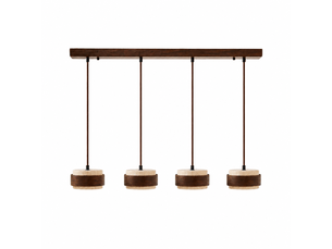 Luminaire design 4 suspensions en travertin et bois effet noyer iris