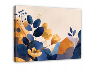 Tableau décoration murale impression sur toile abstrait feuilles bleu - 120x80 cm - tableau décoration murale chambre et salon