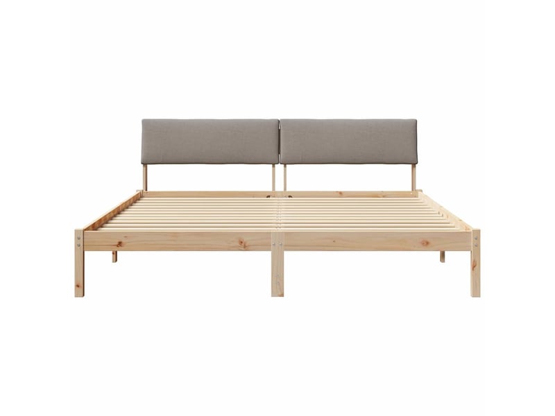  Lit double- lit adulte -  cadre de lit marron et taupe 200 x 200 cm bois massif en pin  - Conforama D
