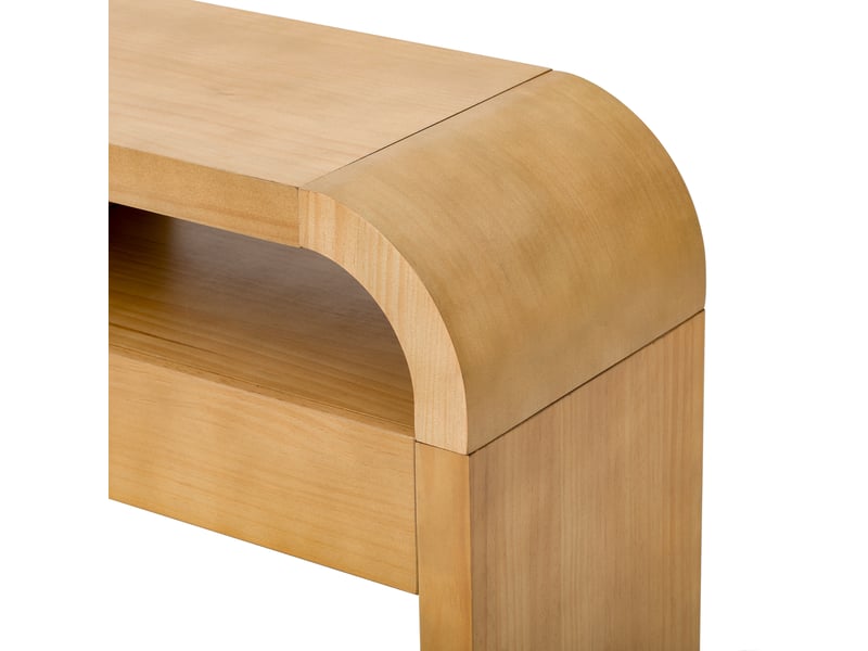  Table console moderne en bois avec tiroirs pour entrée, console avec face incurvée et pieds réglables, table étroite pour entrée, couloir ou salon (natura)  - Conforama D