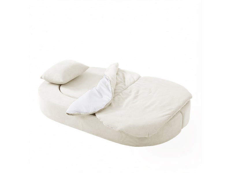  Canapé convertible pliable 2 places en tissu beige clair 200x130x60 cm cravdom  - Conforama A
