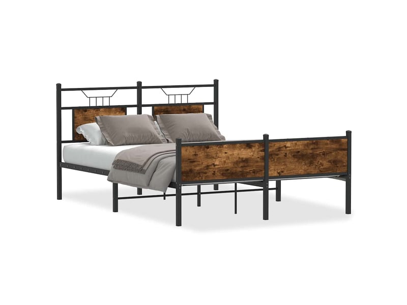  Lit double- lit adulte -  cadre de lit sans matelas chêne fumé 140x200 cm bois ingénierie  - Conforama A