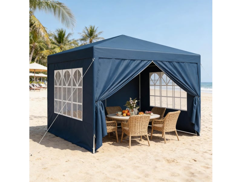  Tonnelle pliante 300x300x260 cm réglable métal bleue  - Conforama C