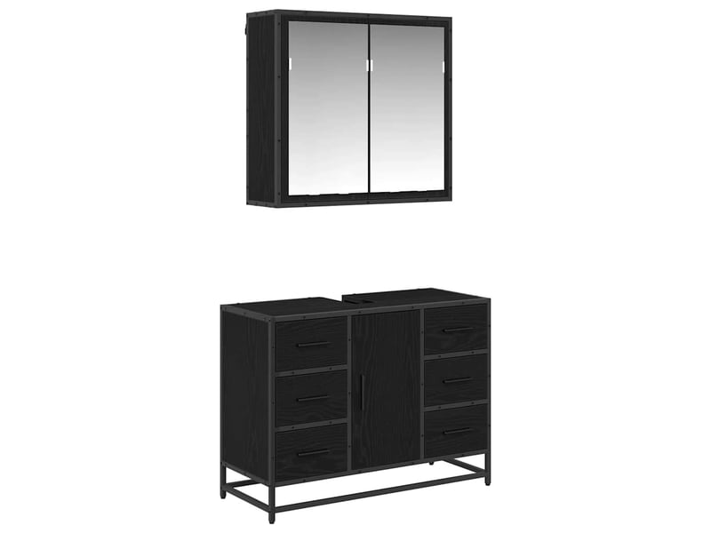 Ensemble de mobilier de salle de bain 2 pc chêne noir cf64102 - Conforama A