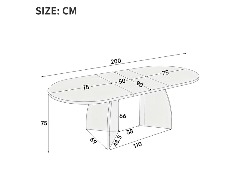 Table extensible 150 à 200x90 cm pour 6 à 8 personnes, table à manger moderne avec plateau renforcé et angles arrondis, effet travertin OPULERANE TRADING LTD - Conforama C