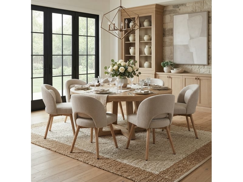  Lot de 2 chaises de salle à manger pivotantes 360° 50.5x47x77.5 cm beige  - Conforama W