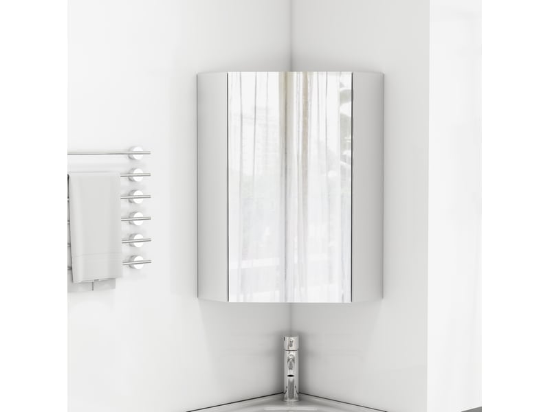 Armoire de toilette d'angle murale blanche à 3 miroirs avec rangements, pour petites salles de bains - Conforama B