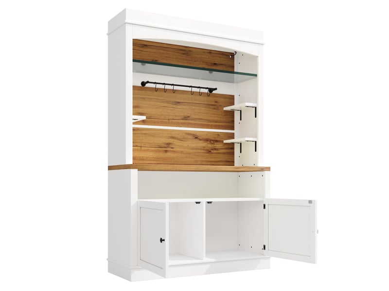  Lot de 2 buffets hauts avec éclairage led mdf métal blanc 107 x 34 x 184 cm  - Conforama B