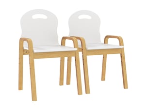 Lot de 2 chaises enfant réglables en hauteur 39 x 34 cm blanches en bois, de 3 à 15 ans avec accoudoirs