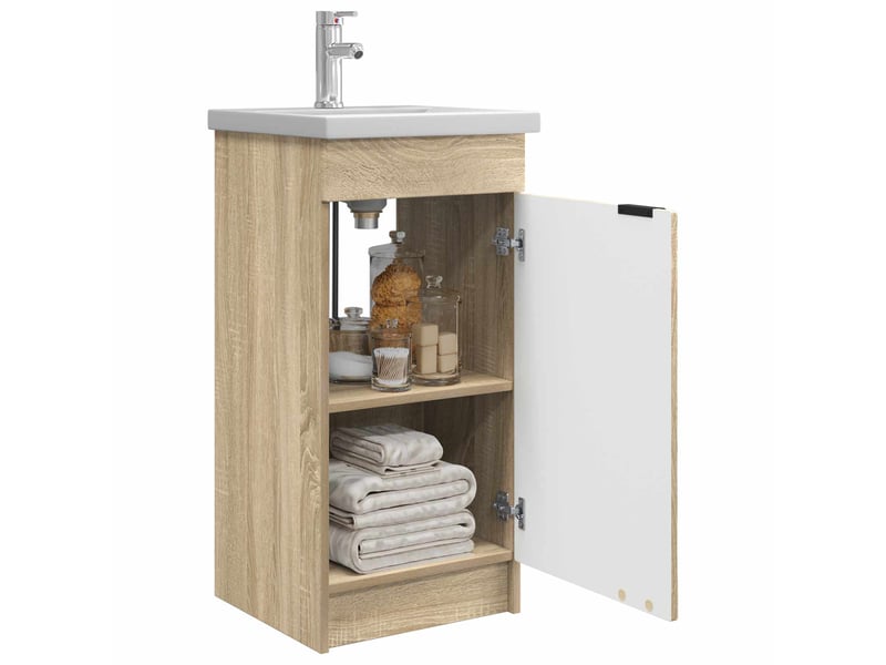  Meuble salle de bain avec évier, meuble de rangement chêne sonoma shl8320  - Conforama C