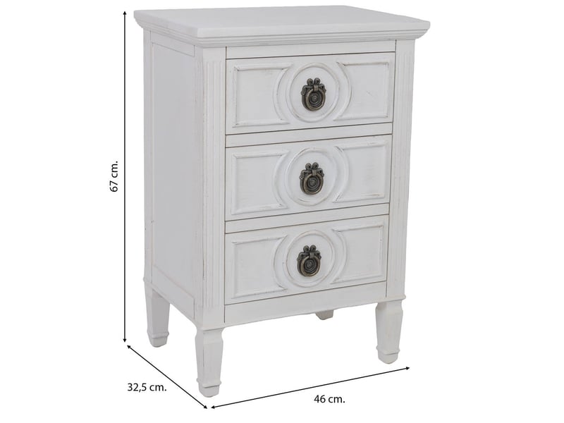  Table de chevet en bois blanc 46x32,5x67 cm h  - Conforama C