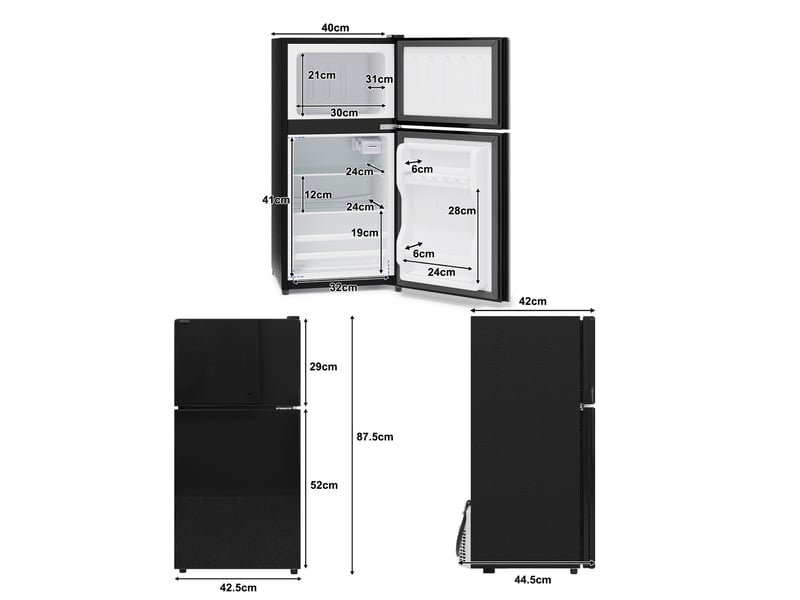  Mini réfrigérateur 60 l avec congélateur 22 l – noir – pose libre, porte vitrée et réglage 7 niveaux  - Conforama C