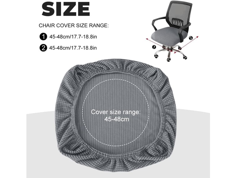  Housse de chaise - gris 2 housse pour chaises élastiques, housse assise chaise bureau, housses fauteuil gaming, protege chaise salle a manger, shousse tabouret pivotant, 45 x 45 cm GSO-000301 - Conforama B