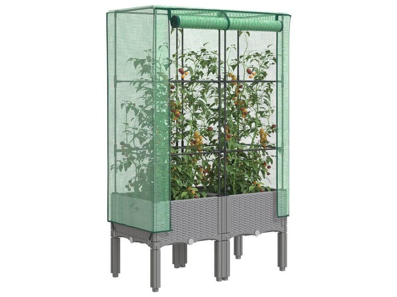 Jardinière - bac à fleurs surélevée avec housse aspect rotin 80x40x140 cm - Conforama B