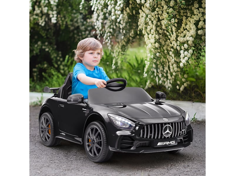  Voiture électrique pour enfants, mercedes, 3-5 kmh, télécommande, lumières et musique, noire  - Conforama D