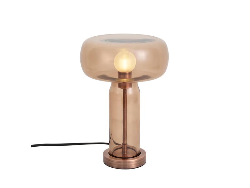  Lampe de table hotel chic bronze foncé avec verre brun - amara  - Conforama A