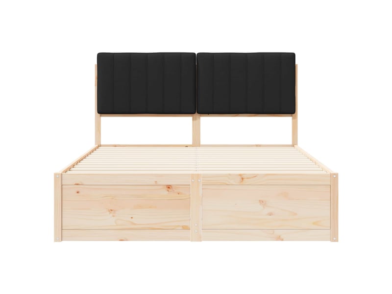  Lit double- lit adulte -  cadre de lit avec tête de lit rembourrée noir 135 x 190 cm  - Conforama D