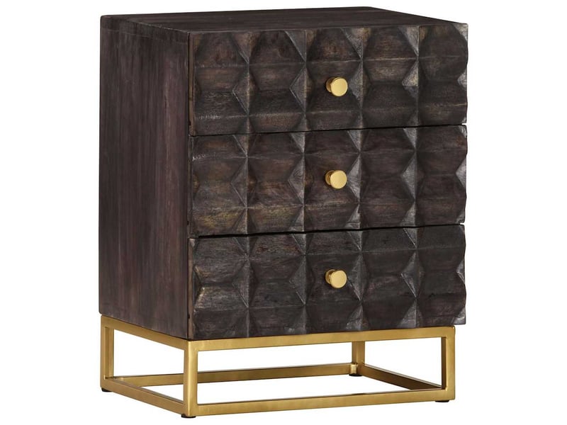  Table de chevet, table d'appoint noir 40x30x50 cm bois de manguier massif  - Conforama B