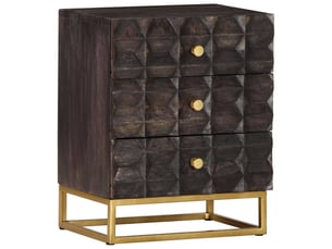 Table de chevet, table d'appoint noir 40x30x50 cm bois de manguier massif