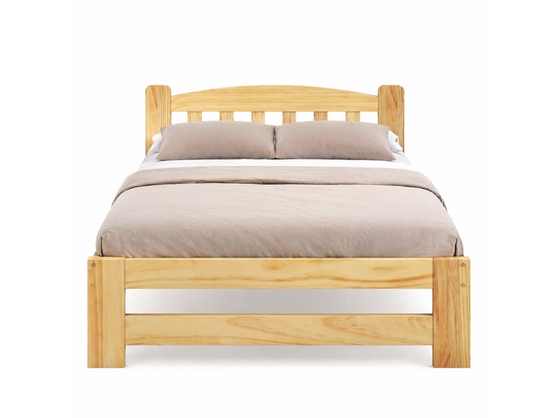 Lit simple 90x200cm, pied de support central, sommier, bois, nature, naturelle, sans matelas  - Conforama A