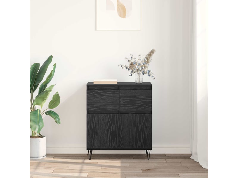  Buffet - bahut - meuble de rangement chêne noir 60 x 35 x 70 cm bois d'ingénierie et fer  - Conforama D