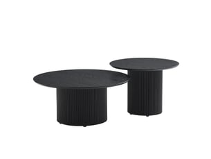 Duo tables gigognes rondes plateau noir mat & métal noir ø80 cm – baieta