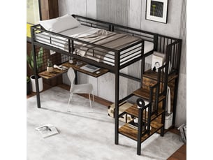 Lit mezzanine 90x200 cm <strong></strong>  <strong></strong> coloris noir