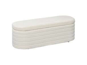 Banc coffre en tissu bouclé avec rangement 116 x 41 x 40,5 cm blanc crème