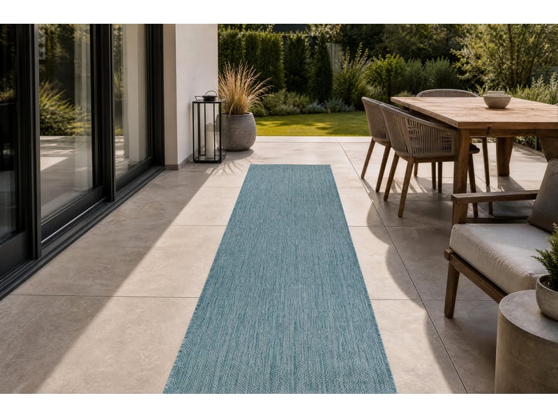  Tapis, tapis de couloir sizal sion a5165a mélange tissé à plat turquoise 70x300 cm  - Conforama E
