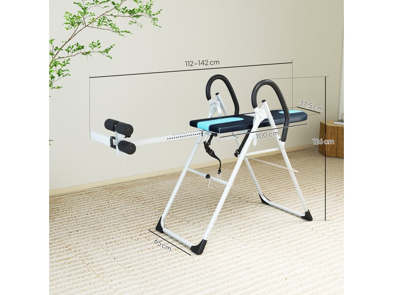  Table d'inversion de musculation pliable ceinture de sécurité réglable acier coloris argent noir  - Conforama E