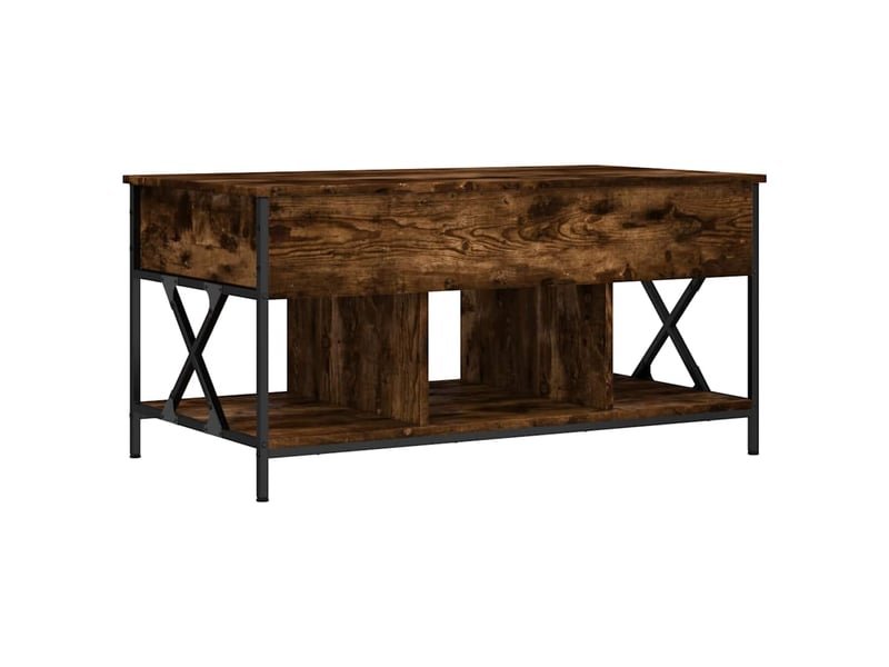 Table basse - table de salon - table à thé chêne fumé 100x55x50 cm bois d'ingénierie et métal  - Conforama A