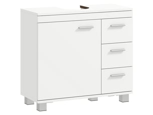 Meuble sous-vasque 3 tiroirs et 2 étagères en mdf blanc 70 x 30 x 64 cm