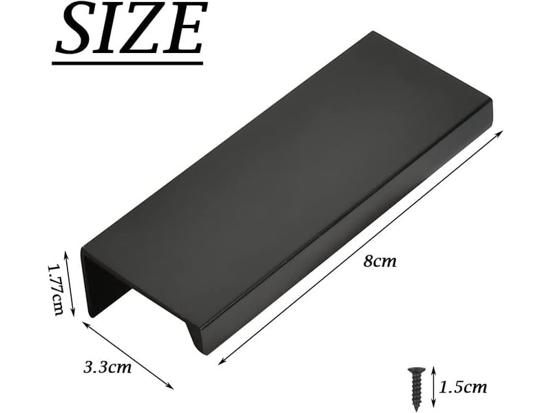  Lot de 10 poignées cachées en aluminium noir 80 mm, poignées pour portes de terrasse, cuisine et tiroirs  - Conforama E