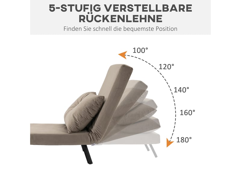  Fauteuil convertible en lit une place, dossier inclinable à 5 positions, aspect velours, pour salon et petite chambre  - Conforama D