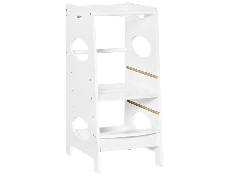  Tour montessori à hauteur réglable sur 3 niveaux, tour d'apprentissage en bois pour enfants, échelle blanche pour enfants  - Conforama A