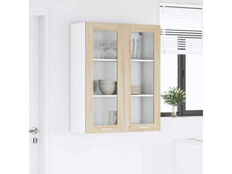 Meuble de rangement cuisine, armoire suspendue chêne sonoma 80x31x100cm shl7848 - Conforama D